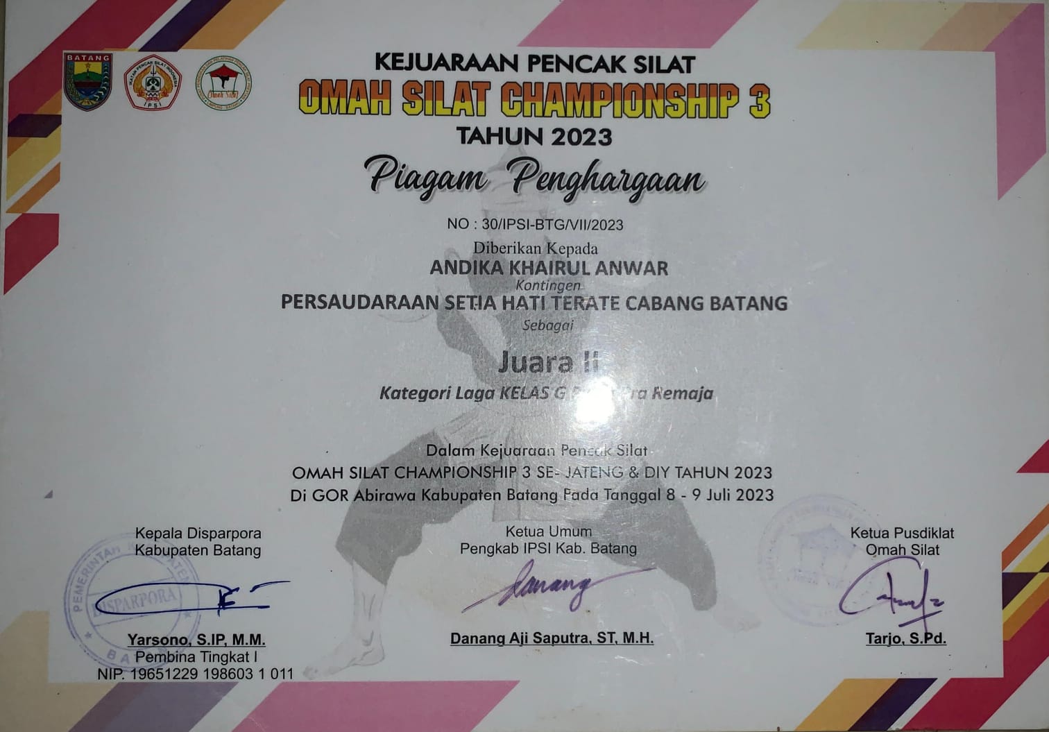 Sertifikat Pencak Silat